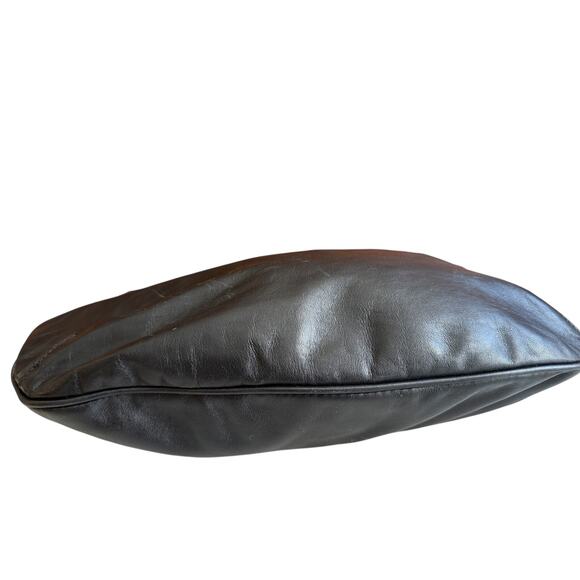 Italian Leather Curved Bottom Hobo Bag Black Python Trim - Picture 6 of 9